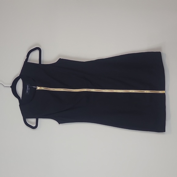 KITTENISH Dria Black Exposed Gold Tone Zipper Mini Dress - Picture 1 of 11